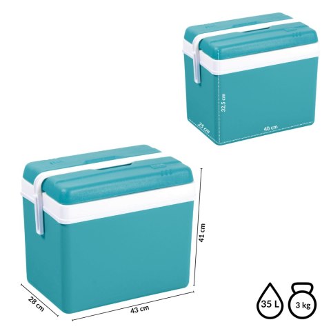 Lodówka turystyczna 35L KAMAI EDA na wkłady mrożące, niebieska z białą rączką
