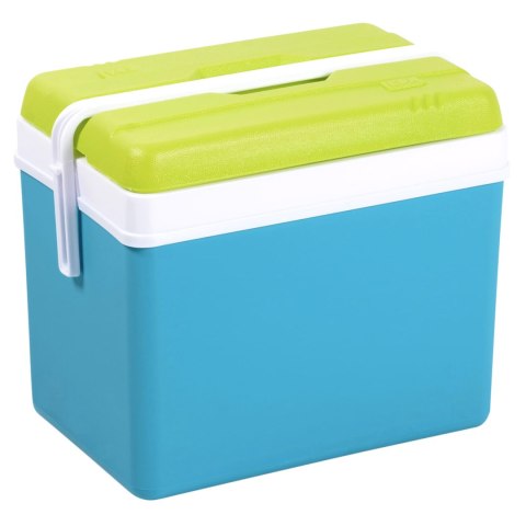 Lodówka turystyczna 35L KAMAI EDA na wkłady mrożące, turkusowa z białą rączką i zieloną pokrywą