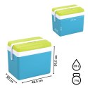 Lodówka turystyczna 35L KAMAI EDA na wkłady mrożące, turkusowa z białą rączką i zieloną pokrywą