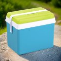 Lodówka turystyczna 35L KAMAI EDA na wkłady mrożące, turkusowa z białą rączką i zieloną pokrywą