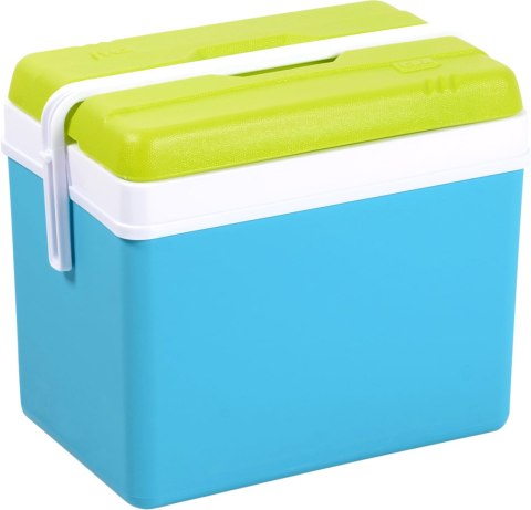 Lodówka turystyczna 35L KAMAI EDA na wkłady mrożące, turkusowa z białą rączką i zieloną pokrywą
