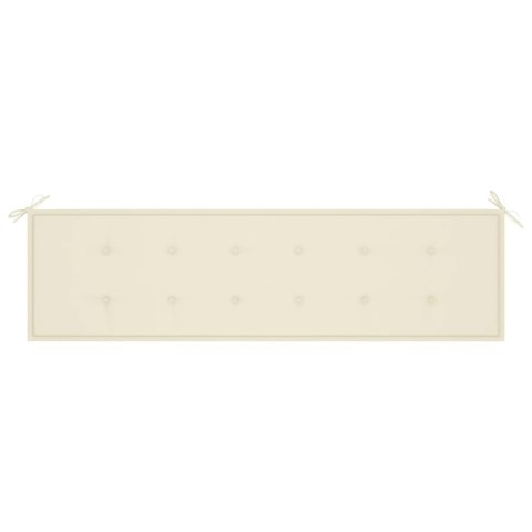 Ławka ogrodowa z kremową poduszką, 175 cm, lite drewno tekowe