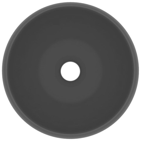 Luksusowa, okrągła umywalka, ciemnoszary mat, 40x15cm, ceramika