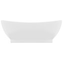 Owalna umywalka z przelewem, matowa biel, 58,5x39 cm, ceramika
