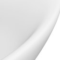 Owalna umywalka z przelewem, matowa biel, 58,5x39 cm, ceramika