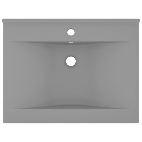 Umywalka z otworem na kran, matowy jasnoszary, 60x46 cm