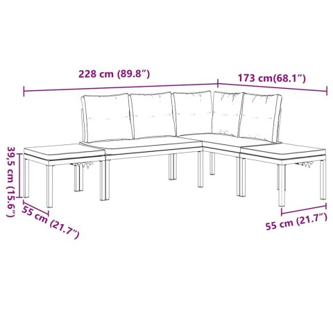 4-cz. zestaw mebli do ogrodu z poduszkami, malowana stal