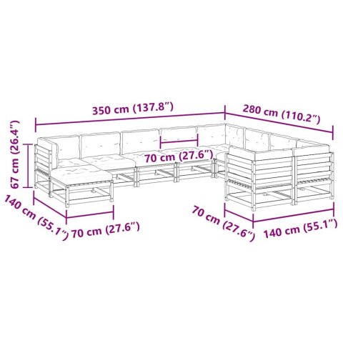 10-cz. zestaw wypoczynkowy do ogrodu, z poduszkami, daglezja