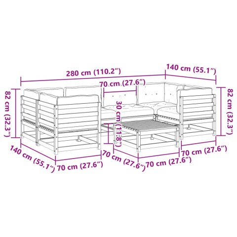 7-cz. zestaw wypoczynkowy do ogrodu, z poduszkami, impregnowany