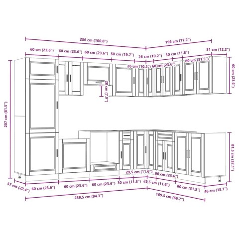 VidaXL Zestaw szafek kuchennych, Porto, 14-częściowy, dąb brązowy