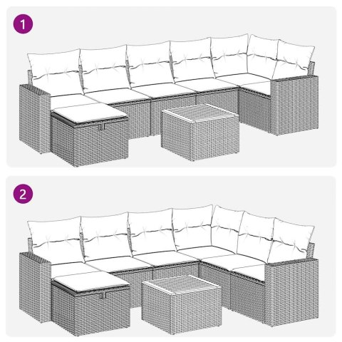 8-cz. zestaw wypoczynkowy do ogrodu, z poduszkami, czarny