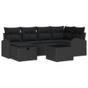Zestaw Sof na Ogród 7 pcs Czarny 234 x 124 x 85 cm Polirattan