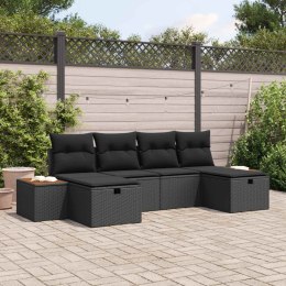 VidaXL Zestaw Sof na Ogród 6 pcs Czarny 55 x 62 x 69 cm Polirattan