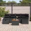 Zestaw Sof na Ogród z poduszką 7 pcs Czarny Polirattan