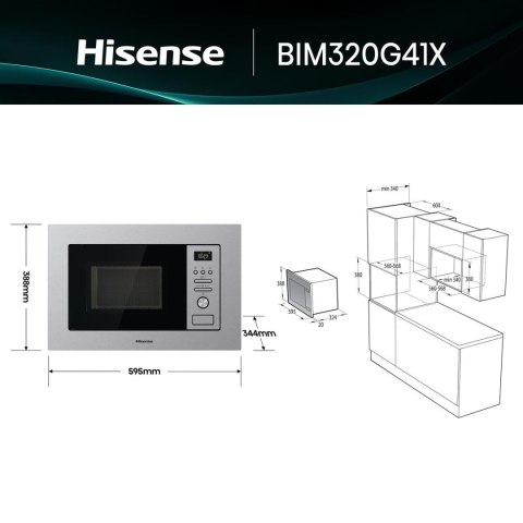 Mikrofalówka z Grillem Hisense BIM320G41X 800 W 20 L Stal