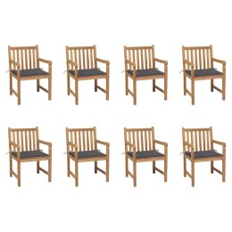 Krzesła ogrodowe 8 szt., z antracytowymi poduszkami, tekowe