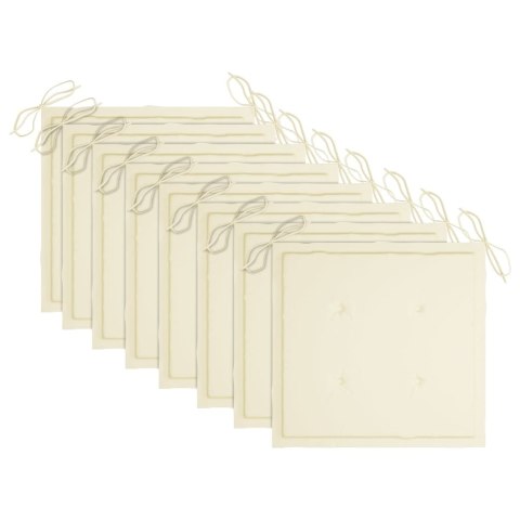 Krzesła ogrodowe 8 szt., z kremowymi poduszkami, drewno tekowe