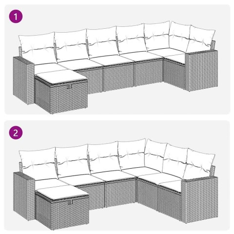 7-cz. zestaw wypoczynkowy do ogrodu, z poduszkami, czarny