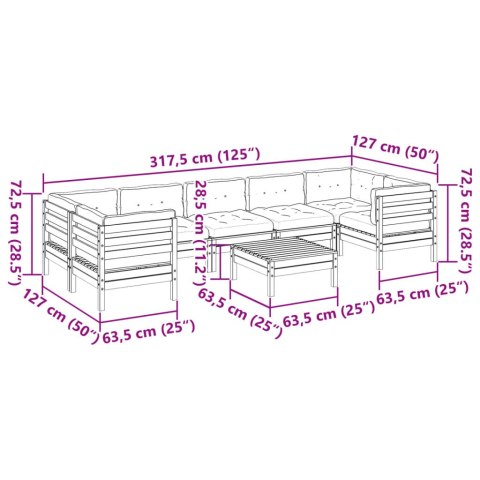 8-cz. zestaw wypoczynkowy do ogrodu, z poduszkami, daglezja