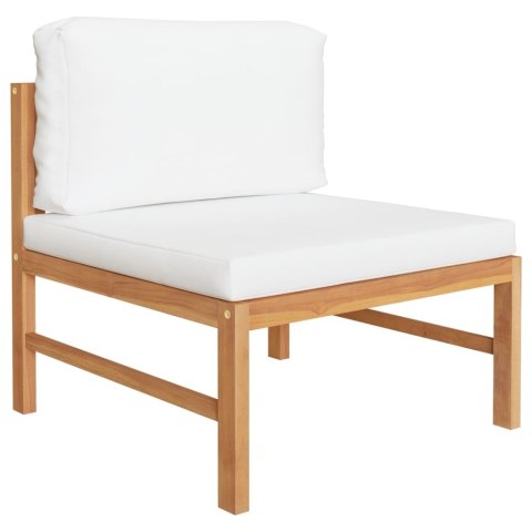 Siedzisko środkowe z kremowymi poduszkami, drewno tekowe