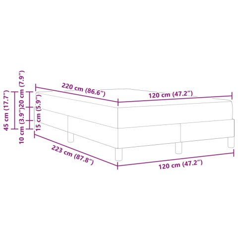 VidaXL Łóżko sprężynowe z materacem Jasnoszary 120 x 220 cm tkanina