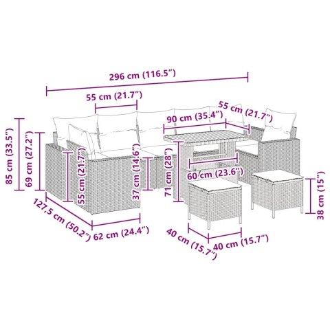 Zestaw Sof na Ogród 13 pcs Beżowy i kremowy polirattan