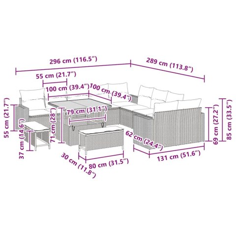 VidaXL Zestaw Sof na Ogród 17 pcs Czarny i kremowy polirattan
