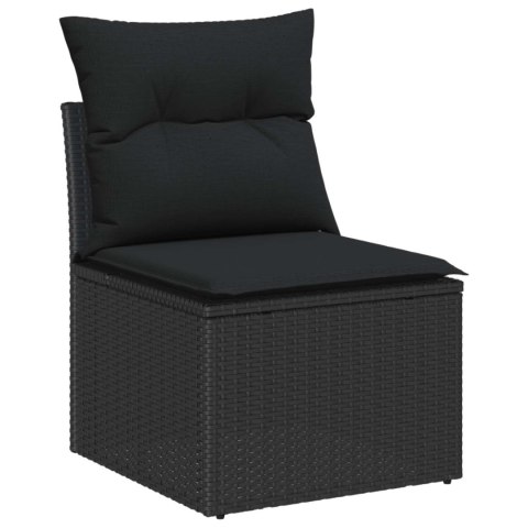 VidaXL Zestaw Sof na Ogród z poduszką 10 pcs Czarny Rattan poli