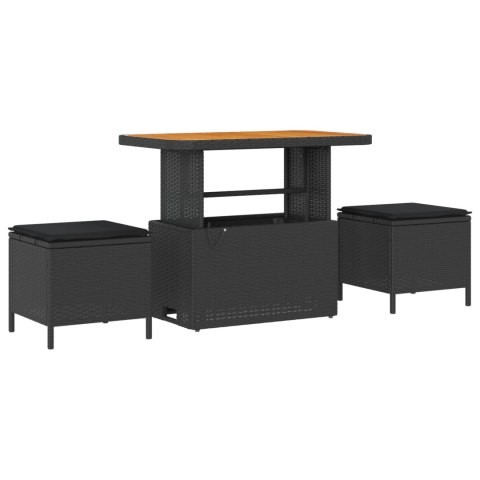 VidaXL Zestaw Sof na Ogród z poduszką 9 pcs Czarny Rattan poli