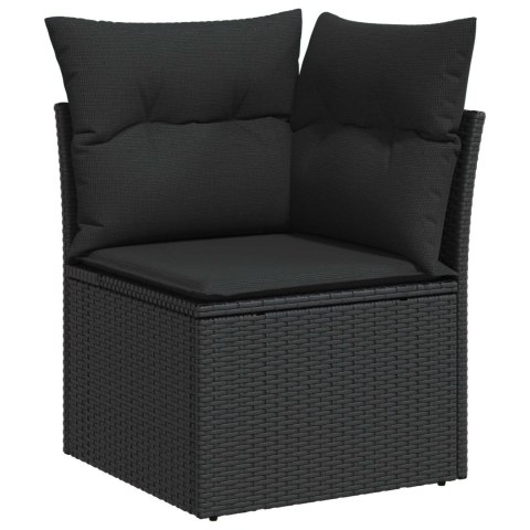 VidaXL Zestaw Sof na Ogród z poduszką 9 pcs Czarny Rattan poli
