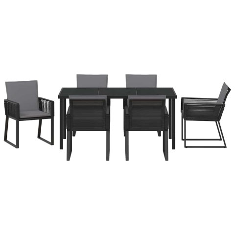 VidaXL Zestaw do jadalni w ogrodzie 7 pcs Czarny