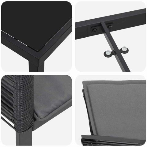 VidaXL Zestaw do jadalni w ogrodzie 7 pcs Czarny