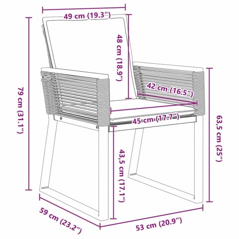 VidaXL Zestaw do jadalni w ogrodzie 7 pcs Czarny