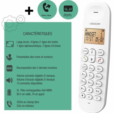 Telefon Bezprzewodowy Logicom DECT ILOA 155T SOLO Biały