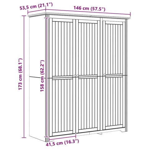Garderoba z drzwiami BODO Miodowy brąz 146 x 53,5 x 173 cm