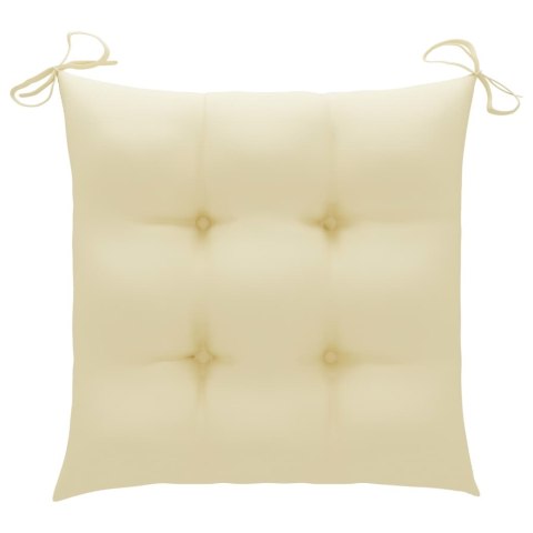 VidaXL Krzesła ogrodowe z kremowymi poduszkami, 6 szt., drewno tekowe