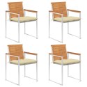 VidaXL Krzesła ogrodowe z poduszkami, 4 szt., lite drewno akacjowe