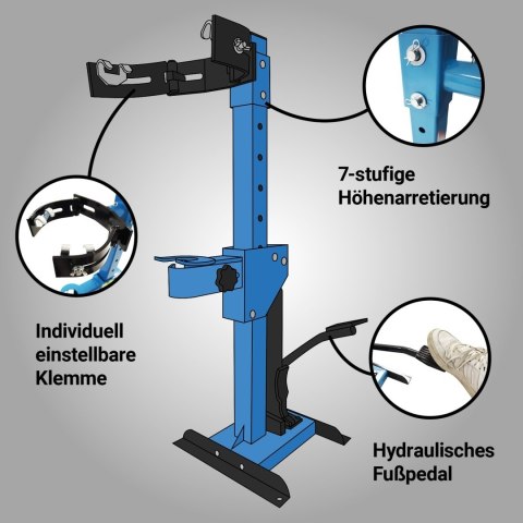 Hydrauliczny ściągacz sprężyn 2,5T pedał nożny regulacja 70-200 mm
