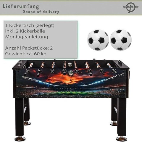 Nowoczesny stół do piłkarzyków Stadion, MDF, 140x73x87 cm