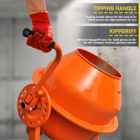 Betoniarka mobilna 70l, 220W, stalowa konstrukcja, 2 koła