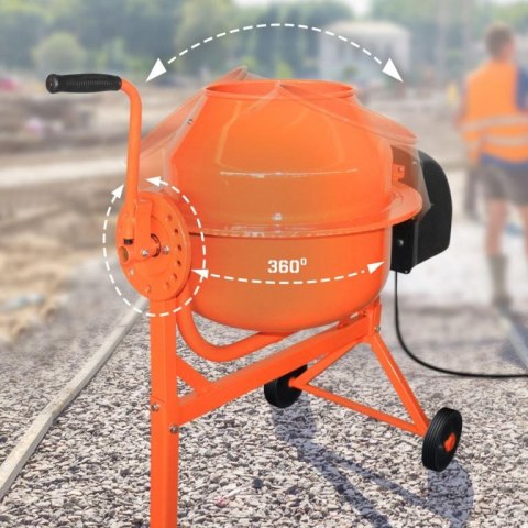 Betoniarka mobilna 70l, 220W, stalowa konstrukcja, 2 koła