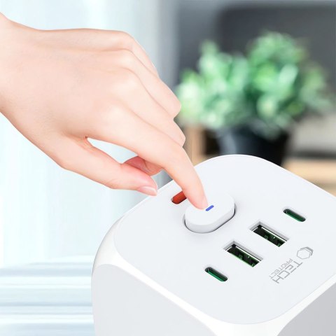 Listwa kostka zasilająca rozdzielacz USB-A USB-C AC Typ Schuko - biały