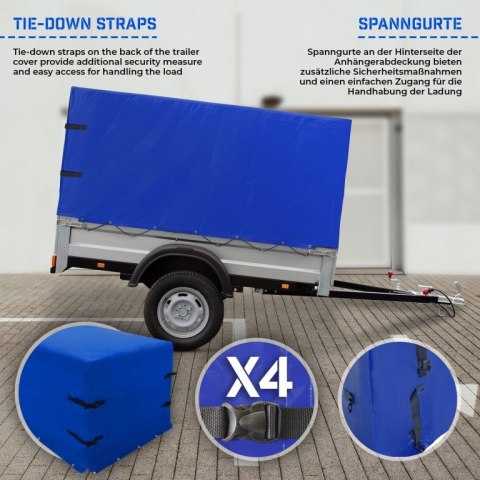 Niebieska plandeka PVC do przyczepki 2075x1150x900 mm