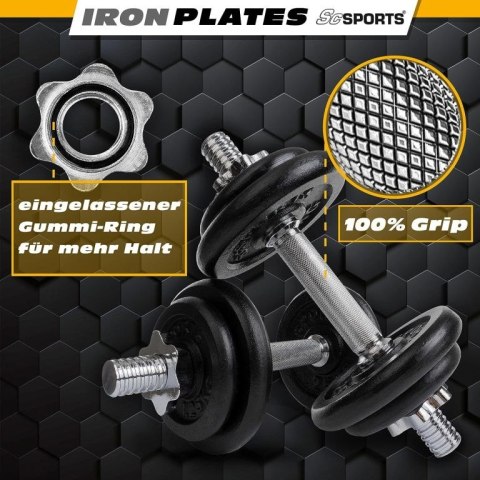 Zestaw hantli żeliwnych 20 kg z walizką, średnica 30 mm