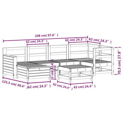 VidaXL 7-cz. zestaw wypoczynkowy do ogrodu, lite drewno daglezjowe