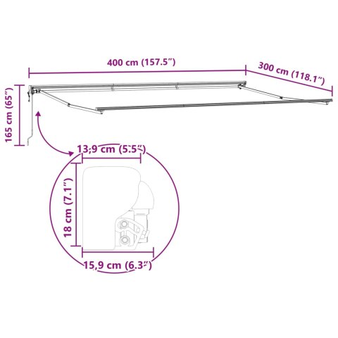 VidaXL Markiza zwijana Antracyt 400 × 300 cm Poliester i Metal