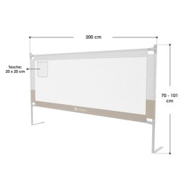 Barierka zabezpieczająca do łóżka 200 cm z kieszenią, beżowa