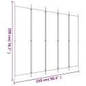 Parawan 5-panelowy, czarny, 250x200 cm, tkanina