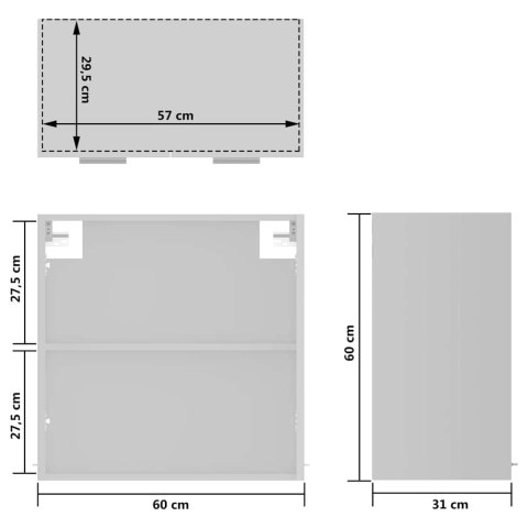 Szafka wisząca z szybą, biała, 60x31x60 cm, płyta