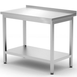 Stół blat roboczy przyścienny z rantem półką Budget Line STAL 800 x 600 x 850 mm - Hendi 817261